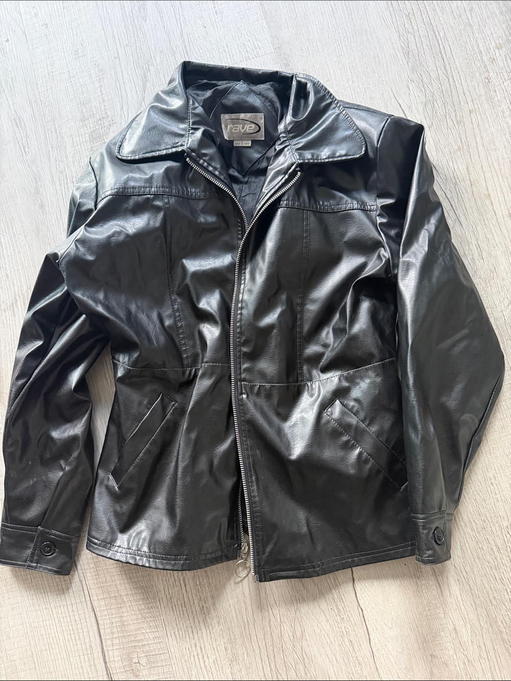 Rave Black Faux Leather Bomber Jacket